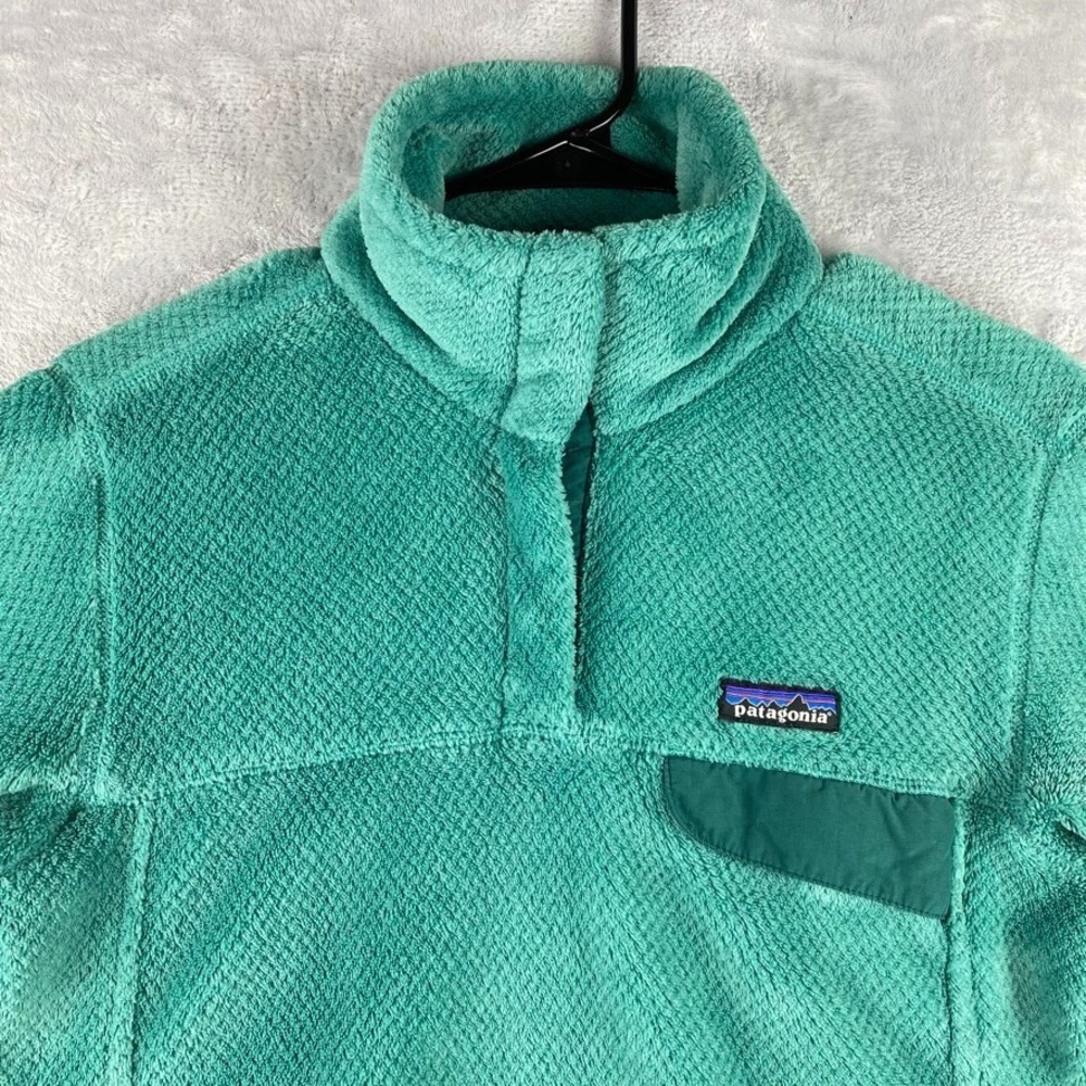 Patagonia Retool Snap-T Pullover Womens Medium Green Sweatshirt Grid Fleece - Picture 3 of 11